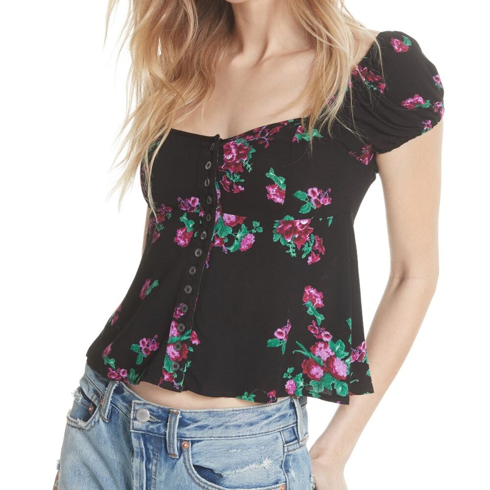 Free People, Close To You Top, Black, Size S, NWT